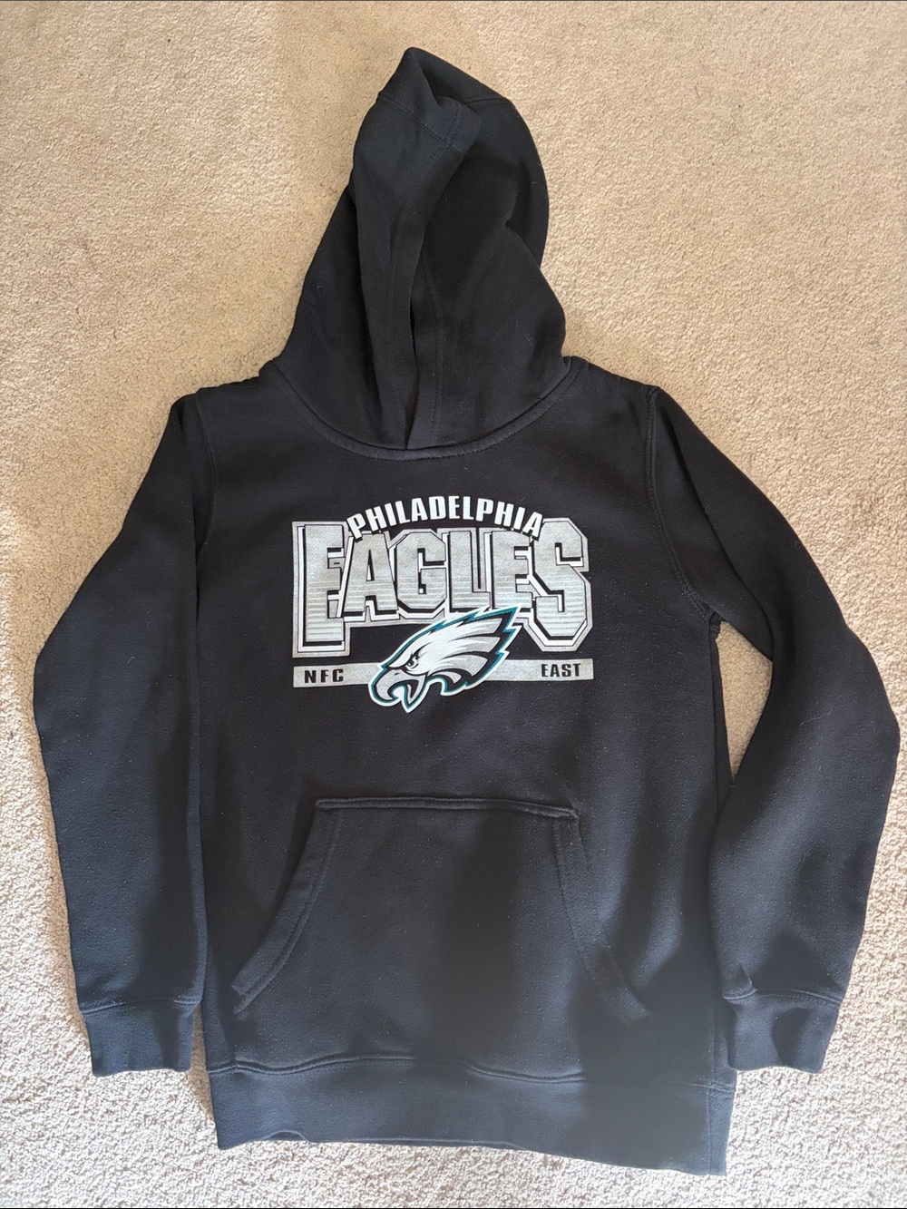 Philadelphia Eagles Kids size 10/12 Black Pullover Hoodie